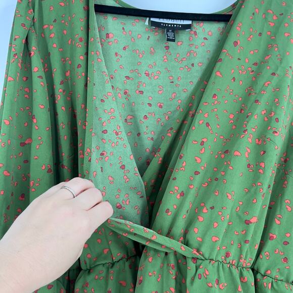 Eloquii Elements MIDI Green Print Long Sleeve Peasant Boho Dress Women’s Plus 22 - Picture 5 of 9